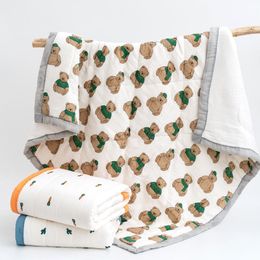 Mats 110x110cm Quilted Kids Thermal Bear Cotton Muslin Duvet, Super Soft Fluffy Toddler Deer Comforter, Baby Blanket Crib Beddings