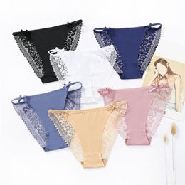 Seamless Lace Briefs For Women Sexy Bikini Lace Panties Female Ice Silk Underwear Fashion 8 Colour Panty Soft Lingerie203E