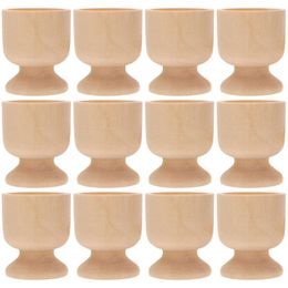 Dinnerware Sets 12 Pcs Easter Egg Tray DIY Craft Decor Spring Crafts Wood Cup Bracket Stand Blank Holder Children