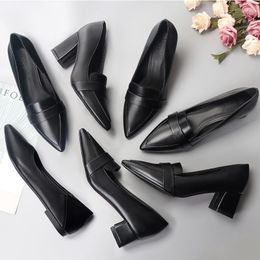 Dress Shoes Women Formal High Heel 5CM 7CM Pointed Toe Pumps Woman OL Leather Ladies Office Job Heels Shallow A25-47