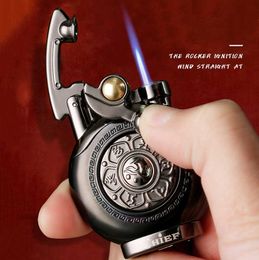 Retro Metal Triple Torch Jet Extract Cigar Windproof Flame Lighter Gadgets For Men Gift Without Gas RNN7Without Gas