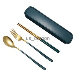 Dinnerware Sets 1 Set Tableware Set Rustproof HeatResistant Stainless Steel Chopstick Cutter Spoon Fork Kitchen Dinnerware Set for Home x0703