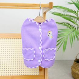 Dog Apparel Pet Vest Coat Button Closure Winter Puppy Sweater Autumn Two-legged Clothes