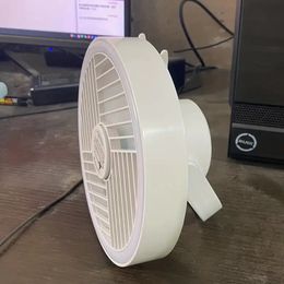 1pc Small Desk Fan 7" With LED Light, USB Operated, Low & Comfort White Noise, Tilt Free Stand, Hanging Hook, White