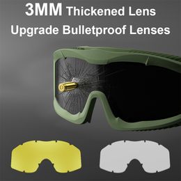 Outdoor Eyewear Upgrade 3mm Tactical Goggles Military Combat Explosion proof Anti shock Glasses Hunting Airsoft Paintball 230701