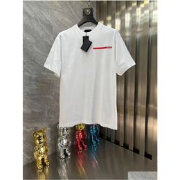 Men'S T-Shirts Official Same Mens T Shirt Casual And Womens Are Summer Bestselling High-End Triangle Card Ornaments 5-Color Asian Dr Dh2Wm