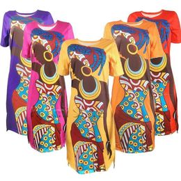 Ethnic Clothing Plus Size S-5XL African Dresses Sexy Retro National Loose Asymmetry Dashiki Print Rich Bazin Nigeria Clothes Dress245f