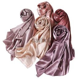 Scarves Woman Hijabs Muslim Leisure Scarf Solid Colour Turban Imitation Silk Satin Scarf Women's Shawl Hood Cover Fashion Cash Commodit J230703