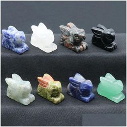 Stone 1 Inch Bunny Little Rabbit Carved Quartz Carving Crystal Healing Decoration Animal Ornaments Crafts Drop Delivery Jewellery Dhl5X