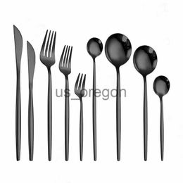 Dinnerware Sets Black Fork Knife Spoon Set Cutlery Tableware 1pc Dinning Table Steel Cutlery Kitchen Complete Dinner Set for Dropshipping x0703