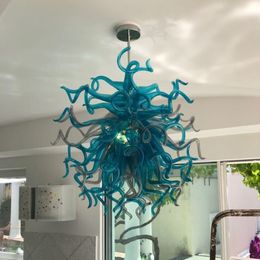 Nordic Pendant Lamps Modern Hand Blown Glass Chandelier Blue Grey Colour Home Lights for Art Decoration 28 Inches