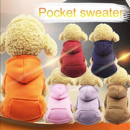 Dog Apparel Pet Coat Winter Warm Clothes Pocket Hooded Sweater Clothing Sweatshirt