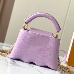 Large Capacity Tote Bag Designer Handbag Shopping Shoulder Bags Genuien Leather Chain Strap Wave Shaped Bottom Travel Crossbody Purse Interior Compartment Totes