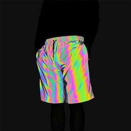 Men's Shorts Drop Colorful Reflective Shorts Men Jogging Hip Hop Short Pants Laser Jogger Women Club Dance Fitness Running Sweatpants Z230703