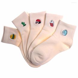 Women Socks 1Pair Cute Fashion Warm Harajuku Embroidery Girl Men Face Party Cartoon Breathable Cotton