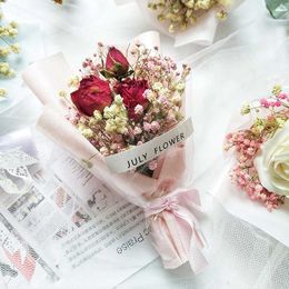 Dried Flowers Delicate Mini Flower Bouquet Natural Rose Gypsophila Birthday Gifts Decoration Accessories Wedding Centrepieces For Tables