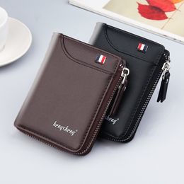 Zipper Wallet for Men Short Casual Wallets PU Leather Male Billetera Hombre Luxury Brand Design Small Zipper Coins Pocket Bag