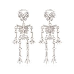 Headbands American Exaggerated Alloy Inlaid Pearl Skeleton Earrings Vintage Dark Black Stitching Frame 230703