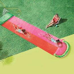 Life Vest & Buoy 550cm Watermelon Double Lawn Water Slide 18FT Giant Inflatable Sprinkler Backyard Splash Mat For Kids Children Outdoor Fun