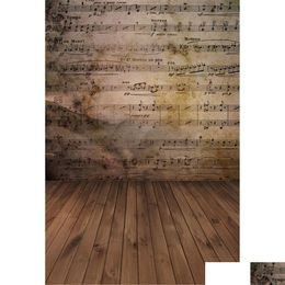 Background Material Retro Vintage Music Notes Wall P Ography Backdrops Brown Wooden Floor Born Baby O Props Kids Children Studio Dro Dh05T