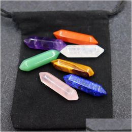 Stone 7 Chakra Set Reiki Natural Crystal Stones Polishing Amethyst Rose Quartz Yoga Energy Bead Healing Decoration 8X32Mm Drop Deliv Dhbiy