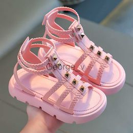 Sandals Summer Beach Sandals For Girls Korean Style Roman Shoes Antislippery Softsoled Princess Shoes For Kids Summer Footwear J230703