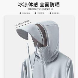 Jiaoxia Same Ice Silk Summer Sunscreen Clothing Womens UV Protection Thin Breathable Big Brim Detachable Sweatshirt Chenghao03 320