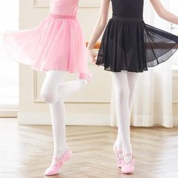 Girls Kids Ballet Skirt Sheer Chiffon Ballet Tutu Pink Kids Gymnastics Leotard Skirts1270W