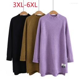 Women's Sweaters 2023 Ladies Autumn Winter Plus Size Tops For Women Large Long Sleeve O-neck Purple Sweater 3XL 4XL 5XL 6XL
