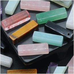 Charms Natural Crystal Stone Rec Turquoise Rose Quartz Pendants Trendy For Necklace Earrings Jewellery Making Wholesale Drop Delivery Dhazn