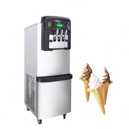 LINBOSS Soft Serve Ice Cream Machine Stainless Steel Vertical Automatic Three Heads Ice Cream Maker Pre cooling system