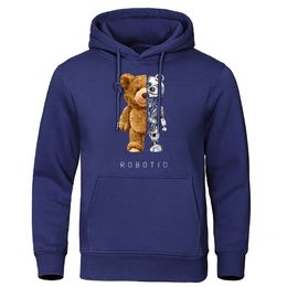 Men's Hoodies Sweatshirts Funny Teddy Bear Robot Hoodie Robotic Clothing Casual Hooded Men Fashion Fleece Oversized Loose Streetwear 230703