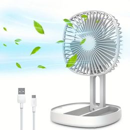 Desktop Mini Foldable Electric Fan Portable Small Multifunctional Student Desk Dormitory Office USB Rechargeable Fan