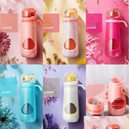 Water Bottles 450Ml Tea Filter Glass Bottle Anti-Scald Drop-Resistant Travel Car Rose Infuser Tumbler Drop Delivery Home Garden Kitc Dh0Dh