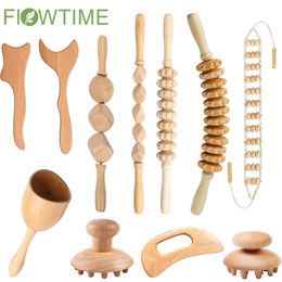 Other Massage Items 9753 Pcs Wooden Massage Stick Wood Therapy Massager Lymphatic Drainage Neck Leg Back Arm Body Muscle Pain Relief Tools 230701