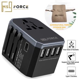 Power Cable Plug MSL Universal Travel Adapter One International Wall Charger AC Plug Adaptor With 5.6A Smart Power 3.0A USB Type-C For US EU UK 230701