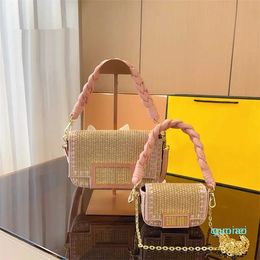 Designer -crossbody bag shoulder Handbag women chain Straw weaving luxurys handbags Fashion Solid Colour Classic Purse