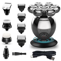 Electric Shavers 7-Blade Grooming Kit Electric Shaver For Men Head Rechargeable Electric Razor Body Beard Hair Trimmer Bald Shaving Machine 230701