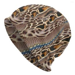 Berets Feathered Leopard Pattern Bonnet Hats Fashion Outdoor Skullies Beanies For Men Women Knit Hat Warm Head Wrap Cap