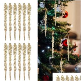 Christmas Decorations Fake Icicle Prop Tree Simation Ice Hanging Winter Frozen Party Home Garden Ornaments 13 Cm Drop Delivery Festi Dhmmz