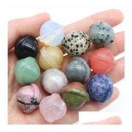 Stone Natural Crystal 2Cm Planet Ornaments Red Agate Rose Quartz Healing Reiki Gemstone Collection Flower Pot Home Decoration Drop D Dhyte