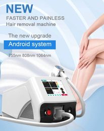 Portable Mini Faster and Painless Diode Laser Hair Removal Machine 755nm 808nm 1064nm 3 Wavelengths Cooling System Painless Beauty Salon Equipment