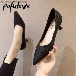 Dress Shoes Dress Shoes Women Pumps Fashion Office Lady Mid Heels Shoes Woman Thin Heel Female Autumn Spring Work Shoes Pointed Z230703