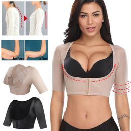 Upper Arm Shaper Post Surgical Slimmer Compression Sleeves Humpback Posture Corrector Tops Women Shoulder Shapewear Back Support 2254c