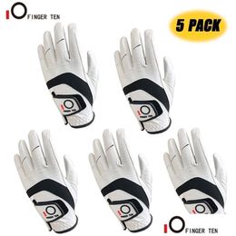 Sports Gloves 5 Pcs Premium Cabretta Leather Golf Men Left Right Hand Rain Grip Wear Resistant Durable Flexible Comfortable 220223 D Dhg3U