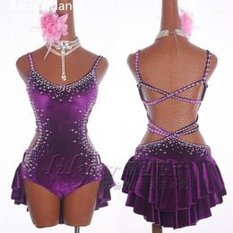 Stage Wear Profession Latin Dance Dress Women Ropa Danza Polyester Salsa Samba Tango Ballroom Competition Costume For Girl12625