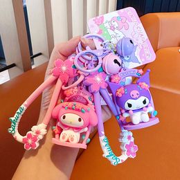 Kawaii Swing Series Kuromi Melody Keychain Cute Cartoon Kuromi Cinnamoroll Car Key Ring Pendant Schoolbag Decoration Gifts for Kids Friends 2188