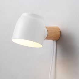 Wall Lamp Nordic Led Lamps 360° Rotation With Switch Plug Aisle Stairs Simple Creative Bedroom Bedside