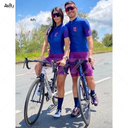 Cycling Jersey Sets Kafitt Blue Purple Couples Professional Clothes Cycling Triathlon Suit Bike Clothing Skinsuit sets Maillot Ropa Ciclismo Summer 230701