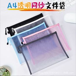 Home Storage 5pic/set 34x25cm A 4 portfolio transparent nylon grid portfolio students learn zipper assignments portfolio office portfolio